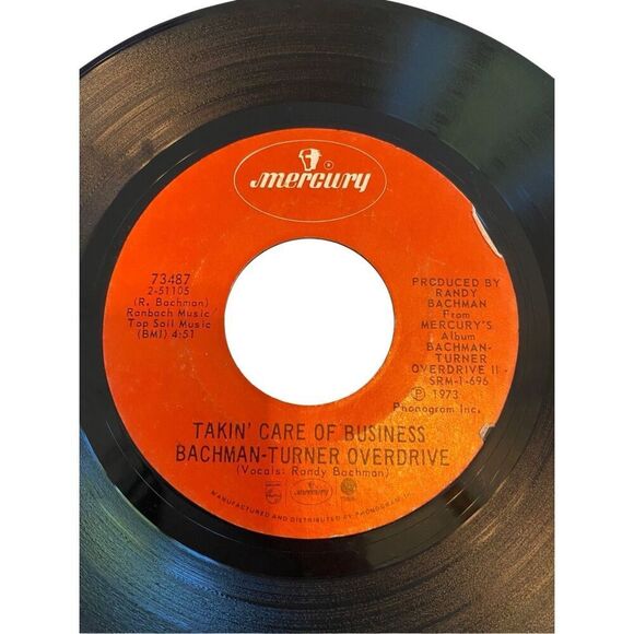 Bachman Turner Overdrive Takin Care Of Business 45 RPM Mercury 73487 1973 - Picture 3 of 4